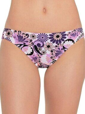Salt + Cove Juniors Floral Hipster Swim Bottom Swirl Twirl Taupe ( L )